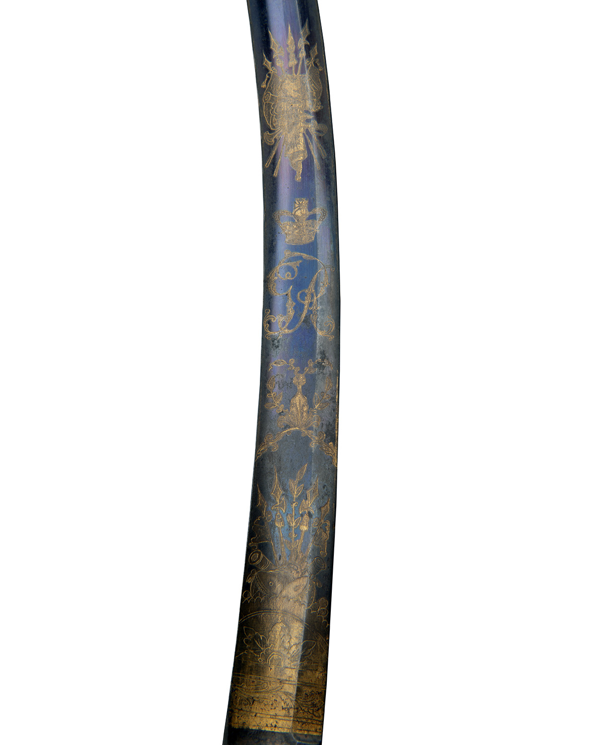 A BRITISH 1803 PATTERN INFANTRY or FLANK OFFICER'S SWORD WITH BLUE AND GILT BLADE, UNSIGNED, circa - Image 7 of 7