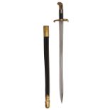 A SCARCE BRASS-MOUNTED BAYONET FOR LANCASTER'S SAPPER'S & MINER'S CARBINE, SIGNED 'R. & W. ASTON',