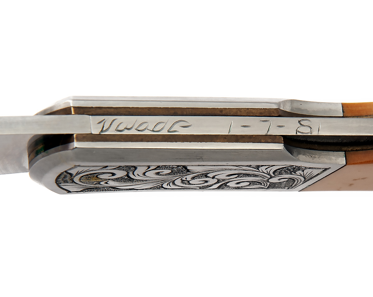 AL-MAR, JAPAN A RARE BOXED VALADE-ENGRAVED FOLDING LOCK-KNIFE, MODEL 'EAGLE', no visible serial - Image 2 of 2