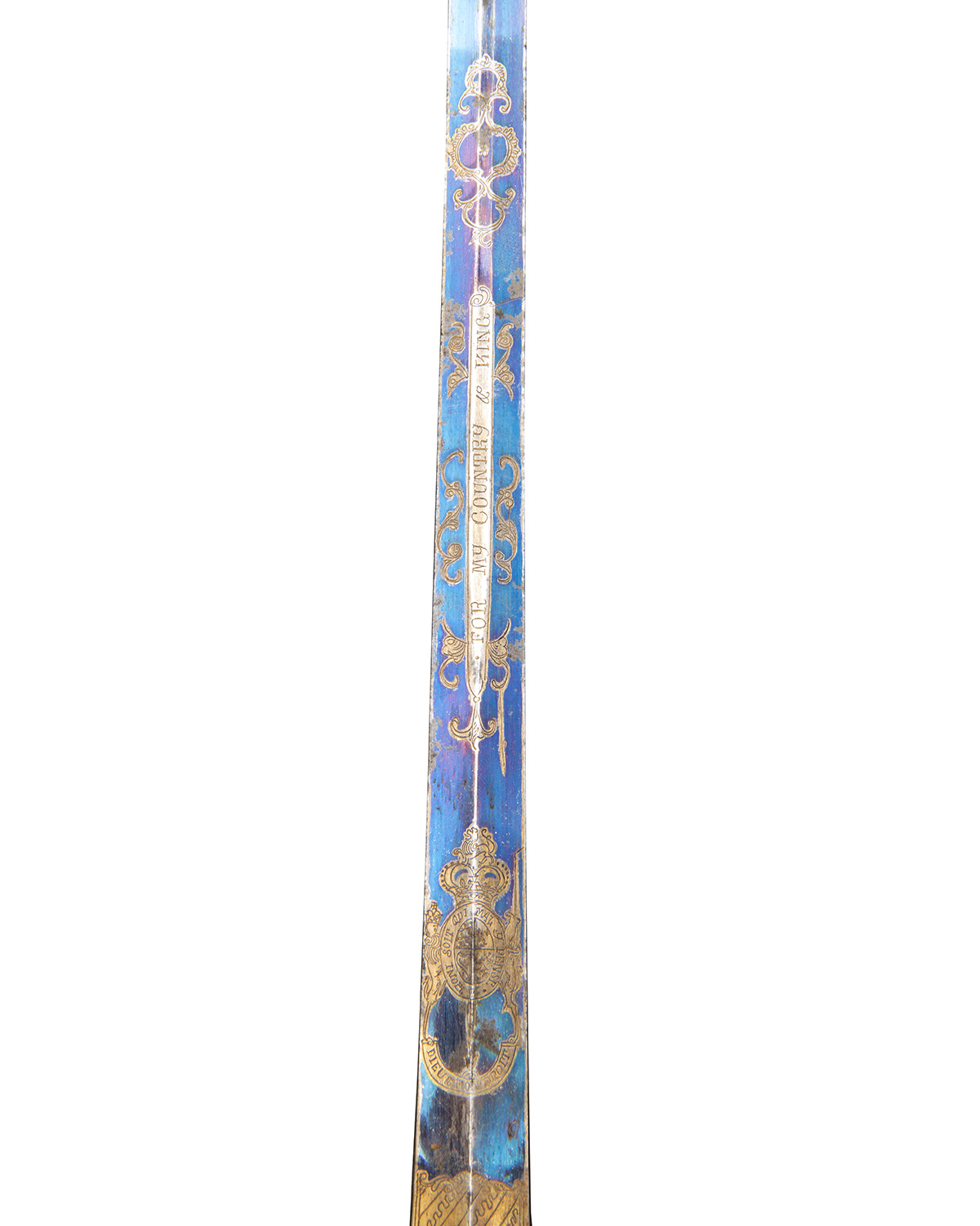TATHAM, LONDON A FINE BRITISH INFANTRY 1786 PATTERN OFFICER'S SWORD WITH BLUE AND GILT BLADE, - Image 4 of 7