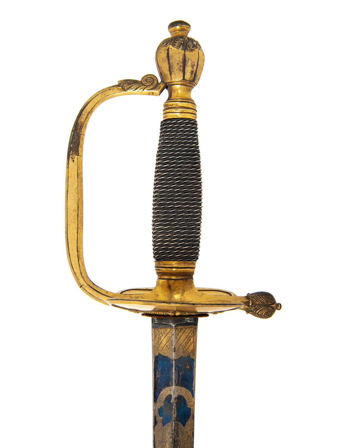 TATHAM, LONDON A FINE BRITISH INFANTRY 1786 PATTERN OFFICER'S SWORD WITH BLUE AND GILT BLADE, - Image 5 of 7