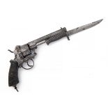 A RARE 12mm PINFIRE DOUBLE-ACTION REVOLVER WITH DETACHABLE BAYONET, UNSIGNED, no visible serial