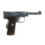 WEBLEY & SCOTT, BIRMINGHAM & LONDON A RARE BOXED .38 (ACP) SEMI-AUTOMATIC PISTOL, MODEL 'LOCKED