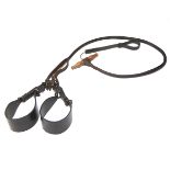 A RARE SET OF VINTAGE ALTCAR LEATHER LEASHES, circa 1920's designed and made to slip coursing