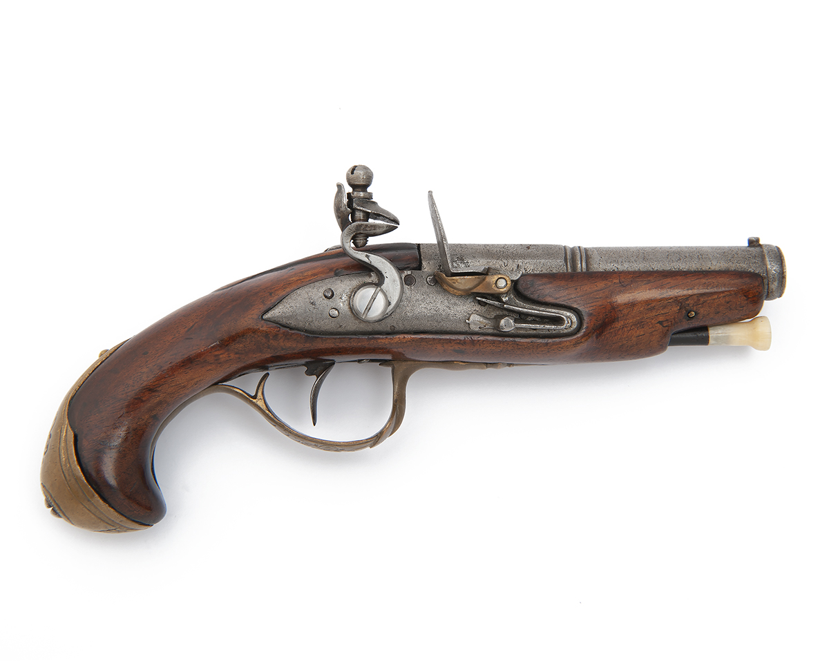 A 50-BORE FLINTLOCK POCKET-PISTOL, UNSIGNED, no visible serial number, French or Belgian circa 1775,