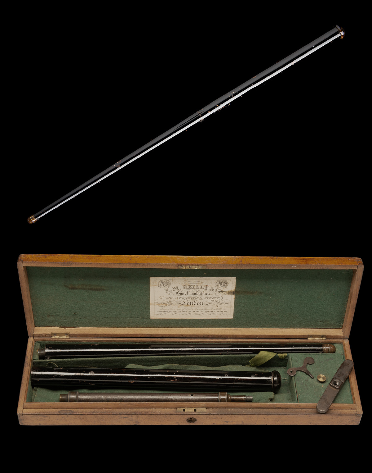 E.M. REILLY & CO, LONDON A CASED 54-BORE MUZZLE-LOADING PRE-CHARGED PNEUMATIC AIR-CANE, no visible - Image 3 of 3