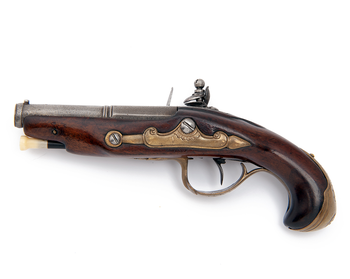 A 50-BORE FLINTLOCK POCKET-PISTOL, UNSIGNED, no visible serial number, French or Belgian circa 1775, - Image 2 of 2