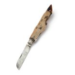 SAVIGNY & CO, LONDON A SCARCE CASED TWIN-BLADED FOLDING TROPHY KNIFE, circa 1845, formed from a