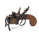 DUNHILL, LONDON A SCARCE TABLE CIGAR-LIGHTER IN THE FORM OF A FLINTLOCK TINDER-LIGHTER, with bronzed