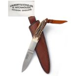 HOWARD HITCHMOUGH FOR JAMES PURDEY, LONDON A FINE FIXED BLADE SPORTING KNIFE, circa 1986, with 2 3/