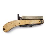 UNWIN & RODGERS, SHEFFIELD A 180-BORE PERCUSSION TWIN-BLADED KNIFE-PISTOL, no visible serial number,