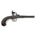 A 28-BORE FLINTLOCK BOXLOCK CANNON-BARRELLED PISTOL PROBABLY SIGNED KETLAND, no visible serial