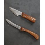 WILLIAM & SON, LONDON TWO DAMASCUS-BLADED SKINNING or PAIRING KNIVES, serial no's. 0901 & 1001,