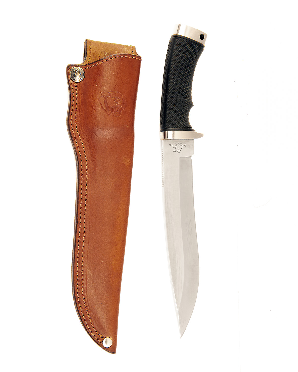 KATZ KNIVES, USA TWO SHEATH-KNIVES AND A FOLDING KNIFE, the first two in their maker's card - Image 7 of 7