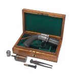 BENTLEY, WHITEHAVEN A CASED 180-BORE PERCUSSION POCKET PEPPERBOX REVOLVER, no visible serial number,