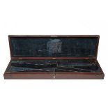 A MAHOGANY SINGLE PERCUSSION GUNCASE, fitted for 32in. barrel, the interior lined with green velvet,