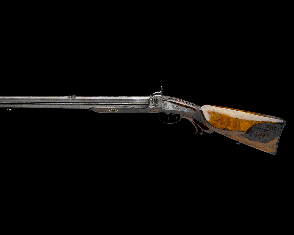 BAADER, MUNICH A FINE 40-BORE PERCUSSION OVER-UNDER DOUBLE-RIFLE, no visible serial number, circa - Image 2 of 14