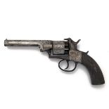 A 50-BORE PERCUSSION FIVE-SHOT DOUBLE ACTION REVOLVER, UNSIGNED, MODEL 'WEBLEY-BENTLEY TYPE', serial