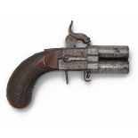 J. LANG, LONDON HAYMARKET A 60-BORE PERCUSSION TURN-OVER POCKET-PISTOL, no visible serial number,