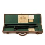 CHAS. LANCASTER A LEATHER SINGLE GUNCASE, fitted for 28in. barrels (could adapt to 30in.), the