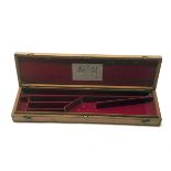 J. PURDEY A VINTAGE OAK PERCUSSION GUNCASE, fitted for 30in. barrels, re-fitted interior lined