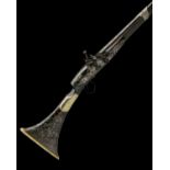 A 32-BORE SNAPHAUNCE SINGLE-BARREL MUSKET WITH SILVER KOFTGARI DECORATION, no visible serial number,