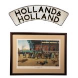 A CAST IRON HOLLAND & HOLLAND LOCOMOTIVE SIGN FROM THE FLYING SCOTSMAN, measuring approx. 40in. x