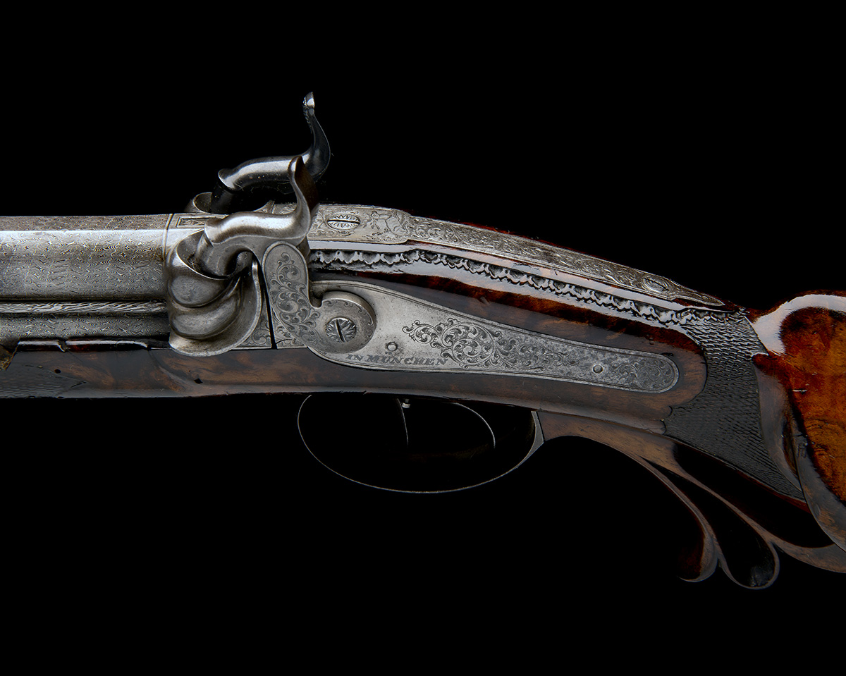 BAADER, MUNICH A FINE 40-BORE PERCUSSION OVER-UNDER DOUBLE-RIFLE, no visible serial number, circa - Image 9 of 14