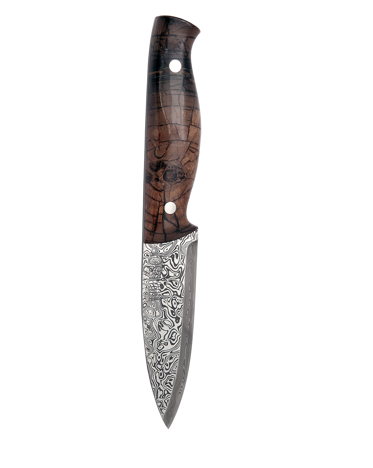 WILLIAM & SON, LONDON A FINE DAMASCUS DROP-POINT HUNTING KNIFE WITH FOSSILISED MAMMOTH-TUSK HILT, - Image 2 of 7