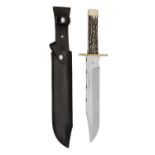R. COOPER, SHEFFIELD A MASSIVE CUSTOM BOWIE-KNIFE, with 12in. clip-point blade false edged for the