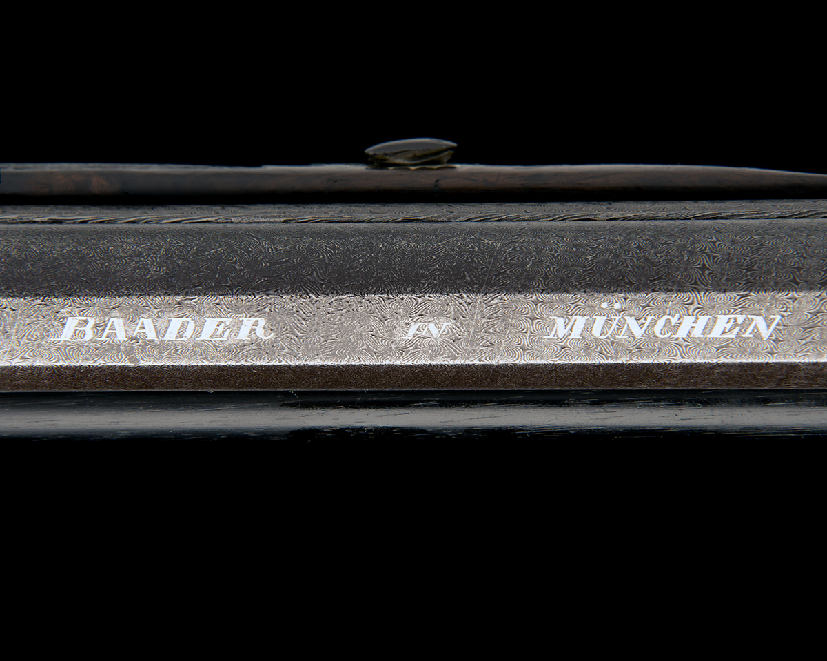 BAADER, MUNICH A FINE 40-BORE PERCUSSION OVER-UNDER DOUBLE-RIFLE, no visible serial number, circa - Image 12 of 14