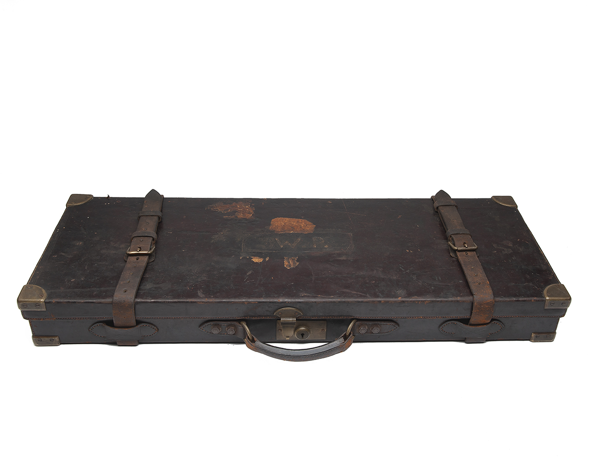 C.S. ROSSON A BRASS-CORNERED LEATHER DOUBLE GUNCASE, fitted for 28in. barrels (could adapt to - Image 2 of 2