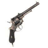A 12mm PINFIRE SIX-SHOT DOUBLE-ACTION REVOLVER SIGNED 'LONDON', serial no. 40660, circa 1860, with