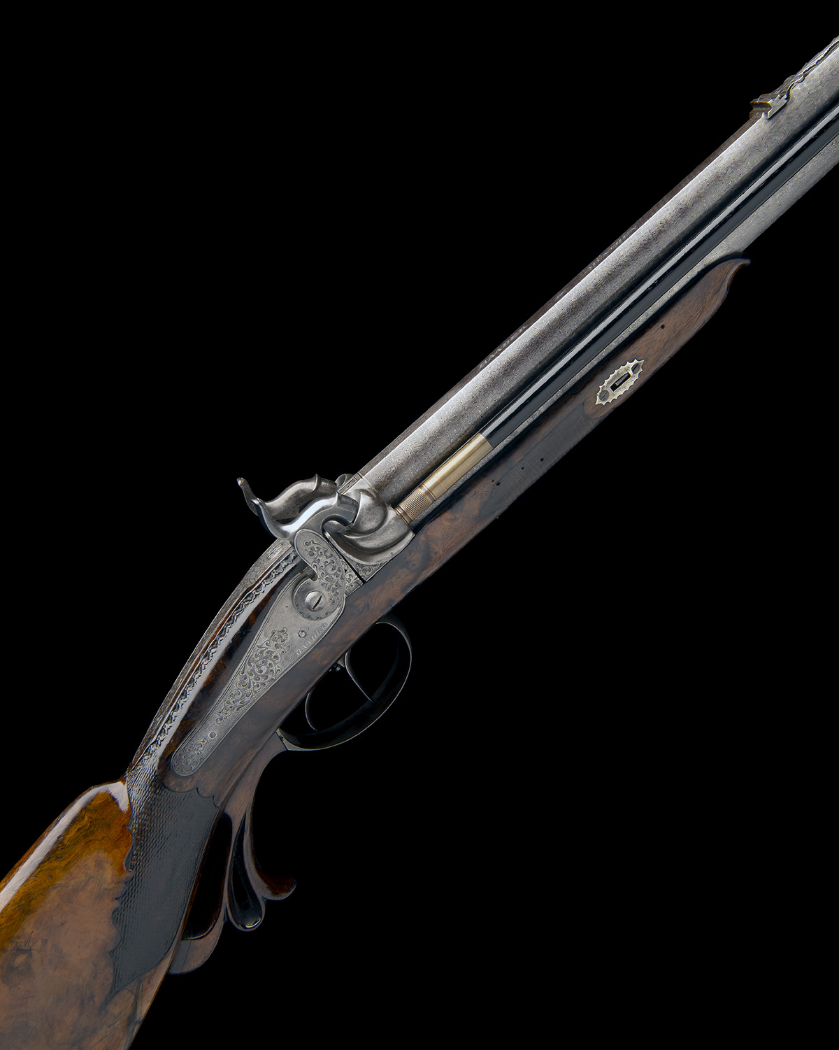 BAADER, MUNICH A FINE 40-BORE PERCUSSION OVER-UNDER DOUBLE-RIFLE, no visible serial number, circa