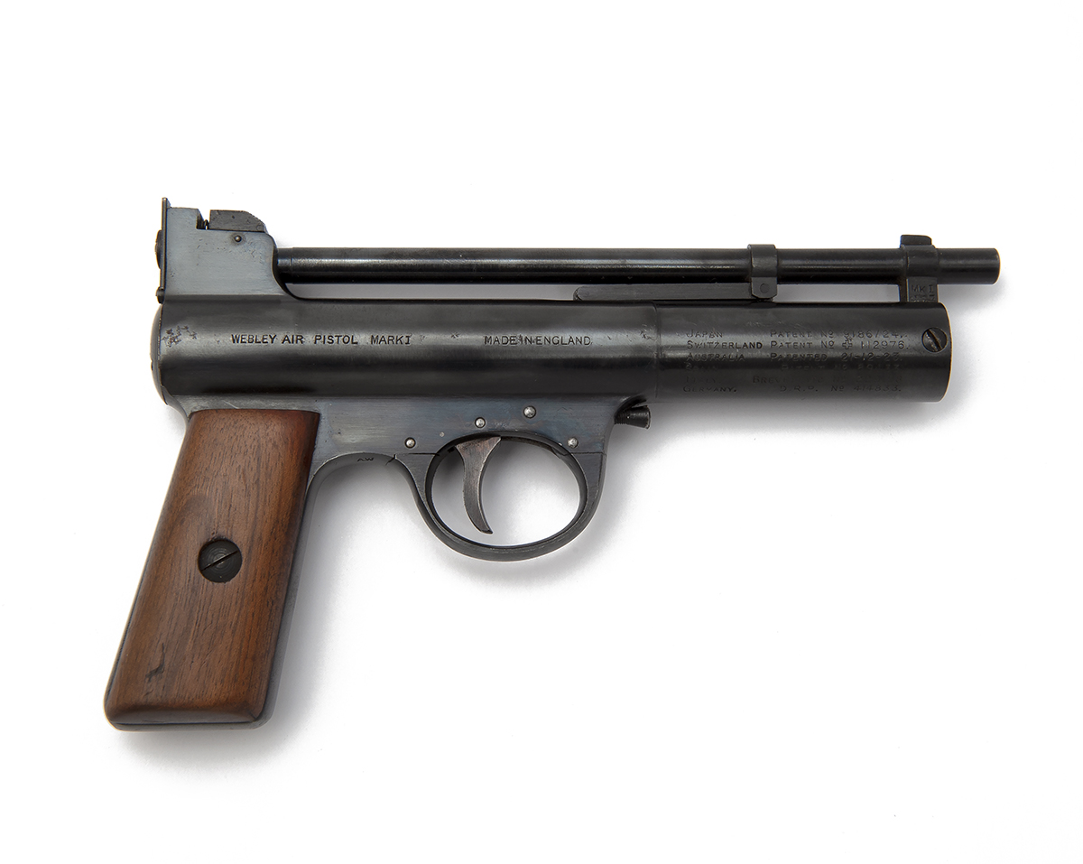 WEBLEY & SCOTT, BIRMINGHAM & LONDON A .177 BARREL-COCKING AIR-PISTOL, MODEL 'PRE-WAR MKI STRAIGHT- - Image 2 of 2