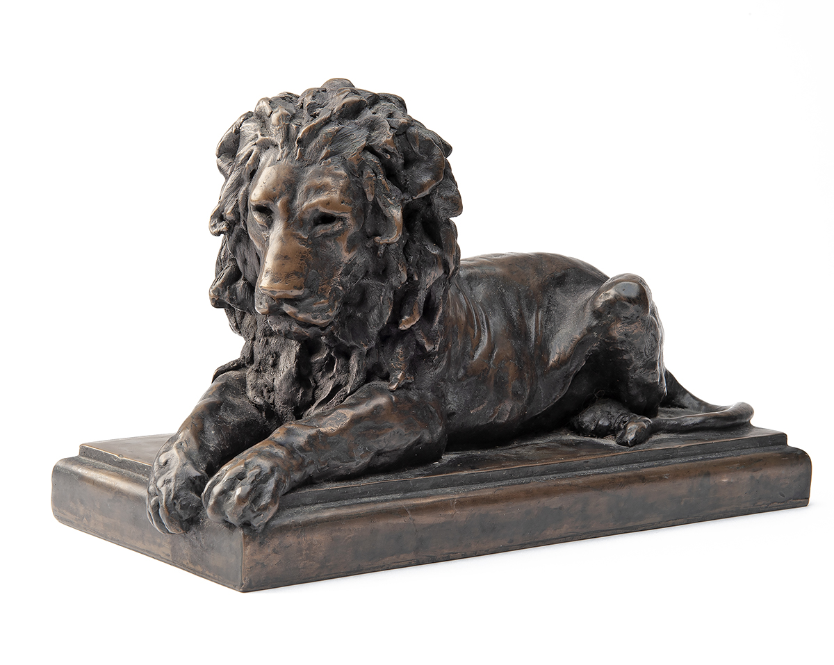 RONALD (RON) MOLL 1948 - PRESENT A COLD CAST BRONZE RESIN SCULPTURE OF A LION, no. 260 of 750,