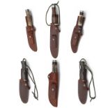 RANDALL, USA A COLLECTION OF SIX SHEATH-KNIVES, including two Woodsman 28 models with green