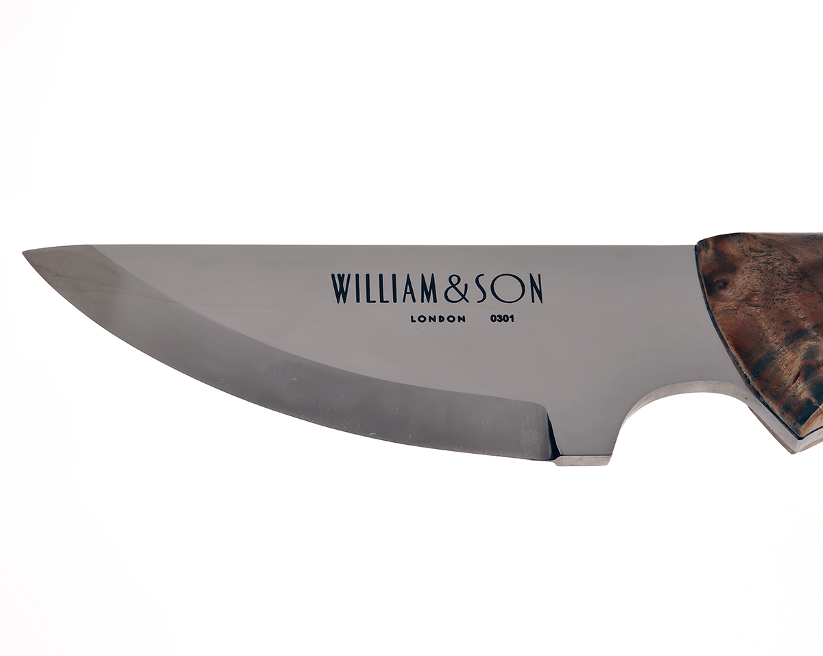 WILLIAM & SON, LONDON A SKINNING KNIFE, ref. WR001317, serial no. 0301, with 2 1/2in. clip-point - Image 3 of 5