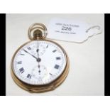 A gent's 9ct gold pocket watch with separate secon