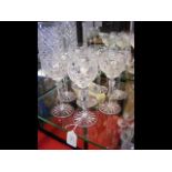 A suite of eight cut glass Swarovski crystal wine