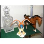 A Royal Doulton horse, Beswick duck ornament, together