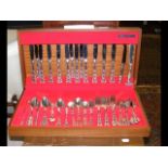 A Community canteen of cutlery in fitted case