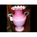 A decorative Victorian pink glass vase - 30cm high