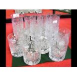 Selection of cut glass Swarovski crystal tumblers,