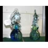 A pair of Mdina glass Seahorse paperweights