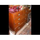 A 19th century mahogany chest of two short and thr