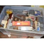 A large plastic box containing model railway build