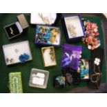 Selection of costume jewellery, including brooches