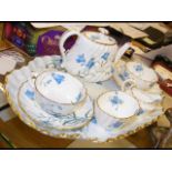 An eight piece Copeland bachelor's teaset with blu