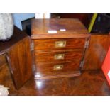 A Victorian three drawer jewellery cabinet enclose